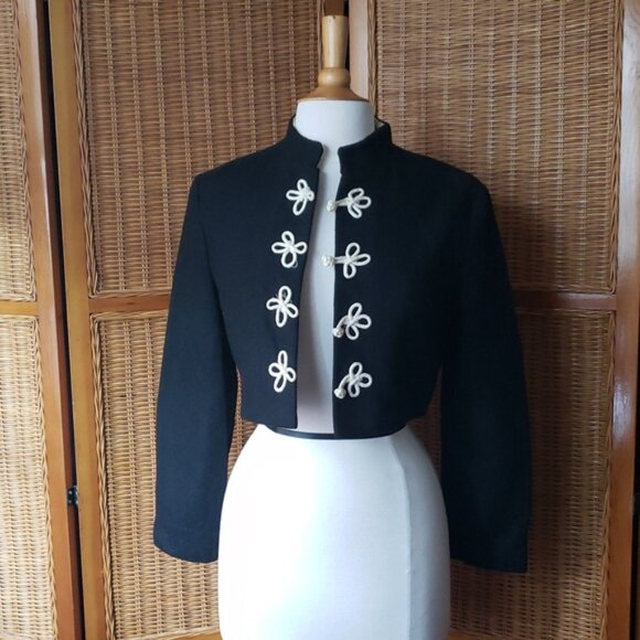 Vintage 60's Cropped Mandarin Style Collar Bolero Jacket Size Medium - Picture 4 of 16